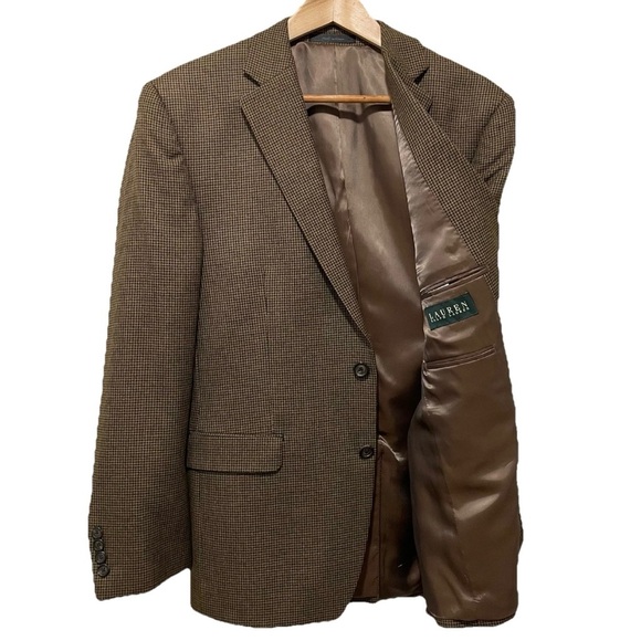 Ralph Lauren Brown Houndstooth Sport Coat Blazer Men’s 40R Classic - Picture 2 of 14